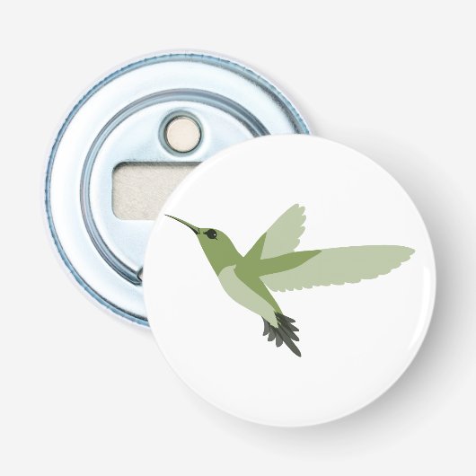  groene kolibrie button flesopener (Voorkant)