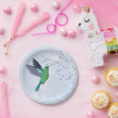 Groene kolibrie met blauw Cherry Blossom Papieren Bordje (Feest)