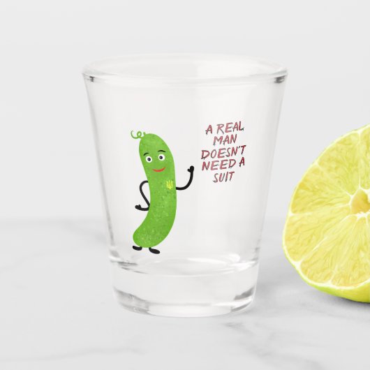 Groene komkommer T-shirt Shot Glas (Voorkant)