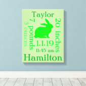 Groene Konijn Baby Canvas Afdruk (Insitu (Houten vloer))