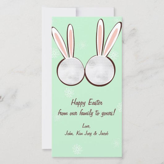 Groene Konijn Pasen Fotokaarten Feestdagenkaart (Voorkant)