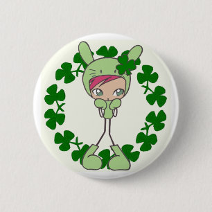 groene konijn ronde button 5,7 cm