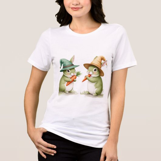 groene konijnen Tri-Blend shirt (Voorkant)