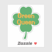 Groene Koningin 4-Blad Klaver St. Patrick's Dag Sticker (Vel)