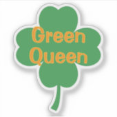 Groene Koningin 4-Blad Klaver St. Patrick's Dag Sticker (Voorkant)