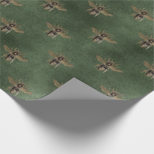 Groene Koningin Bee Goud Elegant Gift Cadeaupapier (Hoek)