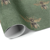 Groene Koningin Bee Goud Elegant Gift Cadeaupapier (Rol Hoek)