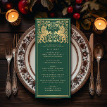 Groene Koninklijke Leeuw Middeleeuws Zwaard Bruilo Menu<br><div class="desc">Vier uw speciale dag met deze Royal Medieval Lion bruiloft ontwerp. Goud in dit ontwerp is geen echte folie. U kunt dit verder aanpassen door op de knop "PERSONALISEREN" te klikken.</div>