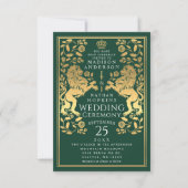 Groene Koninklijke Leeuw Middeleeuwse Gouden Bruil Kaart (Voorkant)