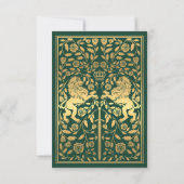 Groene Koninklijke Leeuw Middeleeuwse Gouden Bruil Kaart (Achterkant)