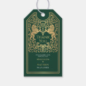 Groene Koninklijke Leeuw Middeleeuwse Zwaard bruil Cadeaulabel (Voorkant)