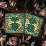 Groene Koninklijke Leeuw Middeleeuwse Zwaard bruil Kartonnen Onderzetters<br><div class="desc">Voeg koninklijke charme toe aan je tafelkleed! Deze aangepaste bruiloft onderzetters zijn voorzien van een majestueuze leeuw en bloemen ontwerp met uw namen en monogram, allemaal in luxe goud tegen een groene achtergrond. Perfect voor een middeleeuwse fantasieviering met tijdloze elegantie! Het goud op dit item is geen echte folie en...</div>