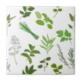 Groene kookkruiden Keuken Naadloos Patroon Tegeltje (Voorkant)