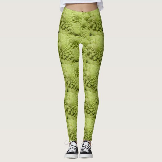 Groene kool fractal leggings (Voorkant)