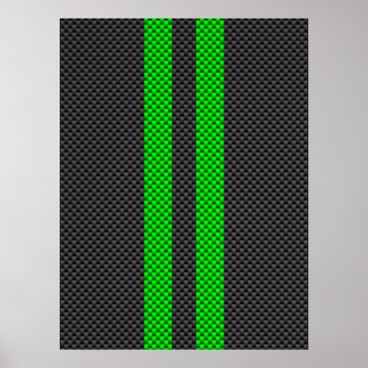 Groene koolstofvezel, racestrepen poster (Voorkant)
