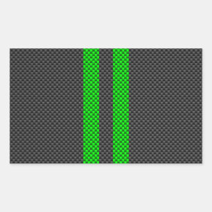 Groene koolstofvezel, racestrepen rechthoekige sticker