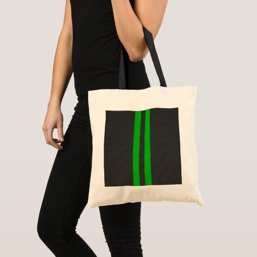 Groene koolstofvezel, racestrepen tote bag (Voorkant (product))