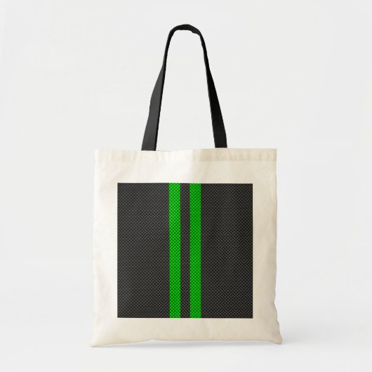 Groene koolstofvezel, racestrepen tote bag (Voorkant)