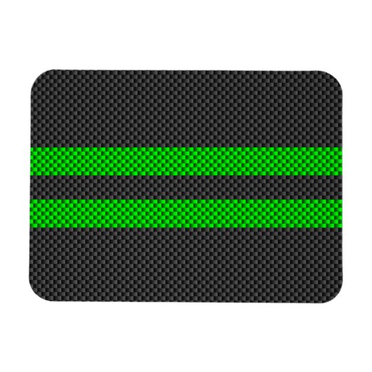 Groene Koolstofvezel Stijl Racing Strepen Magneet (Horizontaal)