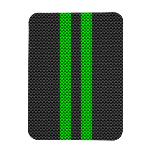Groene Koolstofvezel Stijl Racing Strepen Magneet (Verticaal)