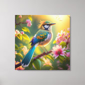 Groene kop Blauwgroen gevleugelde fantasievogel Canvas Afdruk (Voorkant)