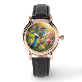 Groene kop Blauwgroen gevleugelde fantasievogel Horloge