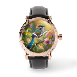 Groene kop Blauwgroen gevleugelde fantasievogel Horloge