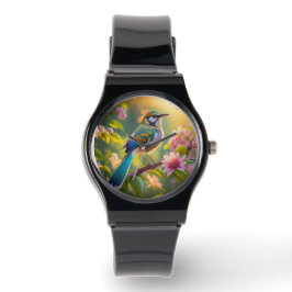 Groene kop Blauwgroen gevleugelde fantasievogel Horloge
