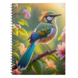Groene kop Blauwgroen gevleugelde fantasievogel Notitieboek