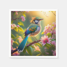 Groene kop Blauwgroen gevleugelde fantasievogel Servet