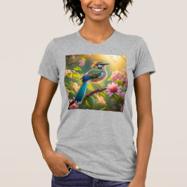 Groene kop Blauwgroen gevleugelde fantasievogel T-shirt
