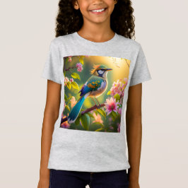 Groene kop Blauwgroen gevleugelde fantasievogel T-shirt