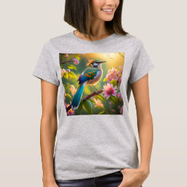 Groene kop Blauwgroen gevleugelde fantasievogel T-shirt