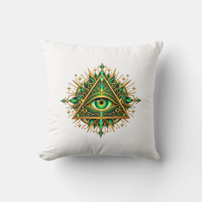 Groene Koperen Oog Worp Kussen (Voorkant)