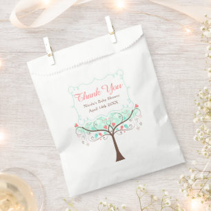 Groene Koraal Bloem Vogel Baby Shower Dank Je Bedankzakje