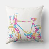 Groene koraalroze en blauwe fiets Pillow Kussen (Achterkant)