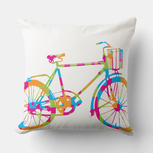 Groene koraalroze en blauwe fiets Pillow Kussen (Voorkant)