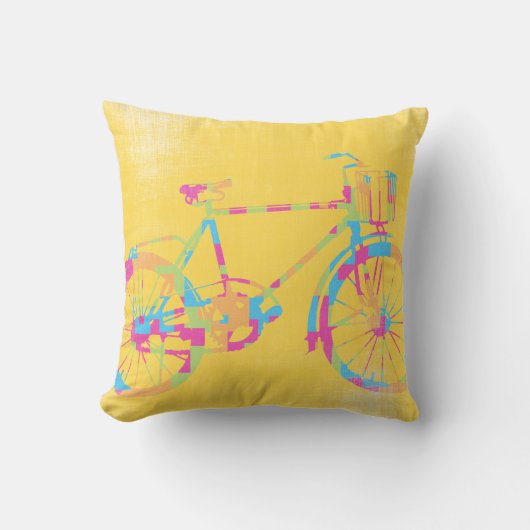 Groene koraalroze en blauwe fiets Pillow Kussen (Voorkant)