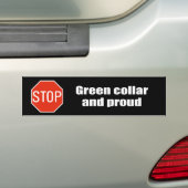 Groene kraag en trots bumpersticker (Op auto)