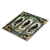 Groene Kraai Vogels Art Nouveau Art Deco Zwarte Vo Tegeltje (Zijkant)