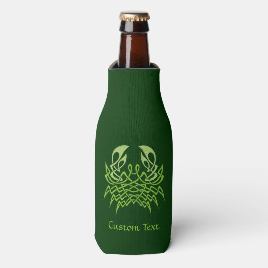 Groene Krab Keltische Knoop Flesjeskoeler (Fles Voorkant)