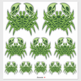 Groene krab Keltische knoop Sticker Set