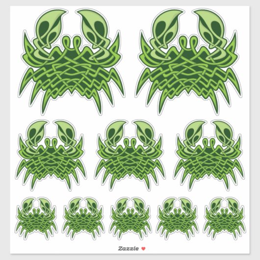 Groene krab Keltische knoop Sticker Set (Vel)