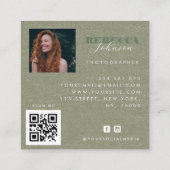 Groene Kraft Aangepaste Logo Foto QR Code Sociale  Vierkante Visitekaartje (Achterkant)
