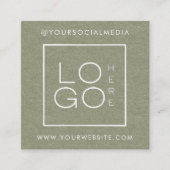 Groene Kraft Aangepaste Logo Foto QR Code Sociale  Vierkante Visitekaartje (Voorkant)