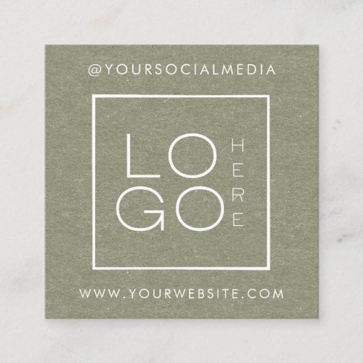 Groene Kraft Aangepaste Logo Foto QR Code Sociale  Vierkante Visitekaartje (Voorkant)