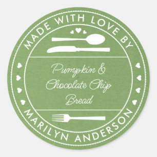 Groene Kraft Gemaakt Met Liefde Voedsel Cadeau Ronde Sticker