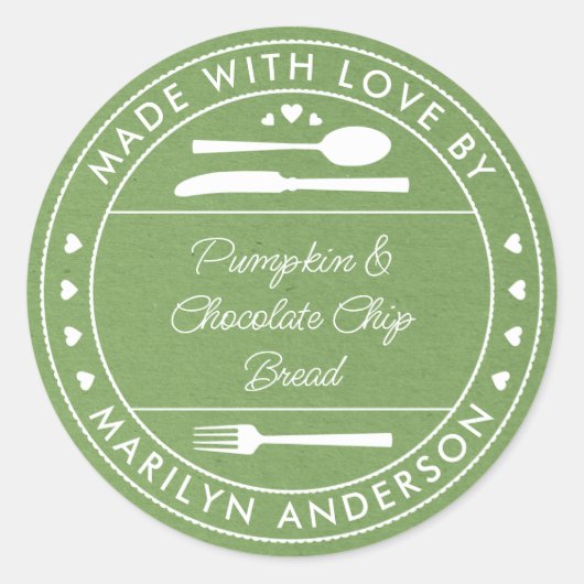 Groene Kraft gemaakt met liefdesvoedsel Gift Ronde Sticker (Voorkant)