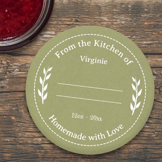 Groene Kraft & Rustic Made with Love Label Sticker