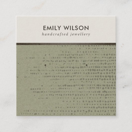 GROENE KRAFT WITTE STIPPEN STUD OORBEL DISPLAY KAA VIERKANTE VISITEKAARTJE (Voorkant)